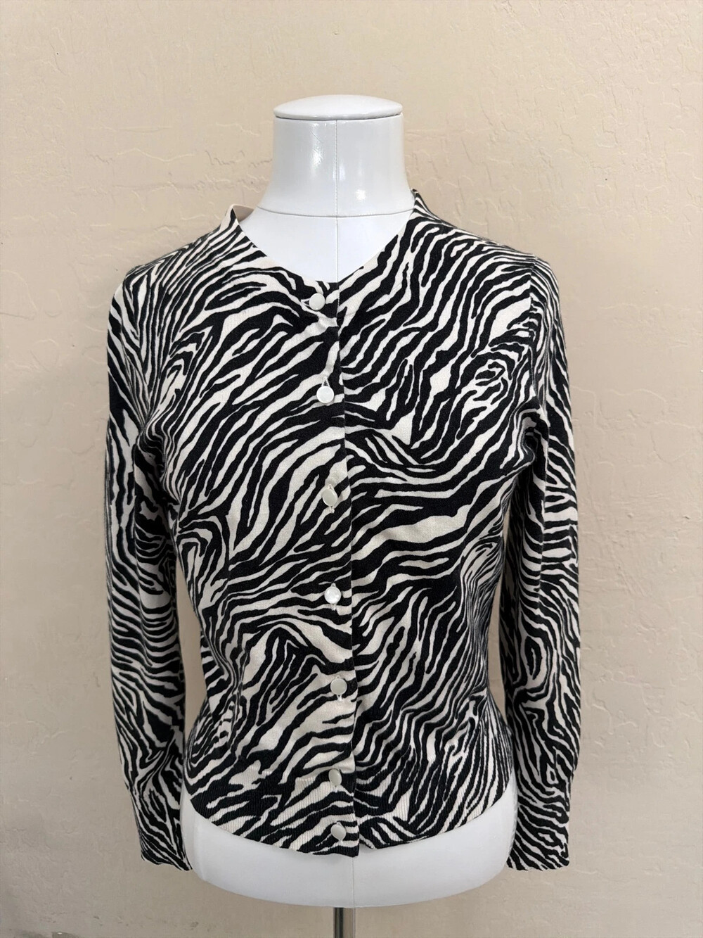 Banana Republic Black Beige Safari Light Sweater, Sz M